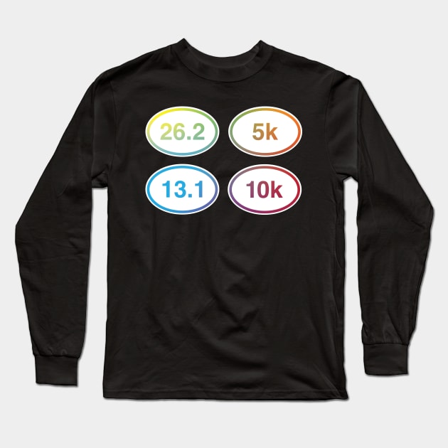 Rainbow 5k, 10k, Half Marathon, Marathon Oval Package Long Sleeve T-Shirt by murialbezanson